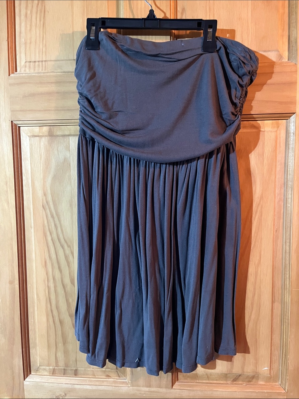 Women’s Gray Strapless Ruched Waist Skirt